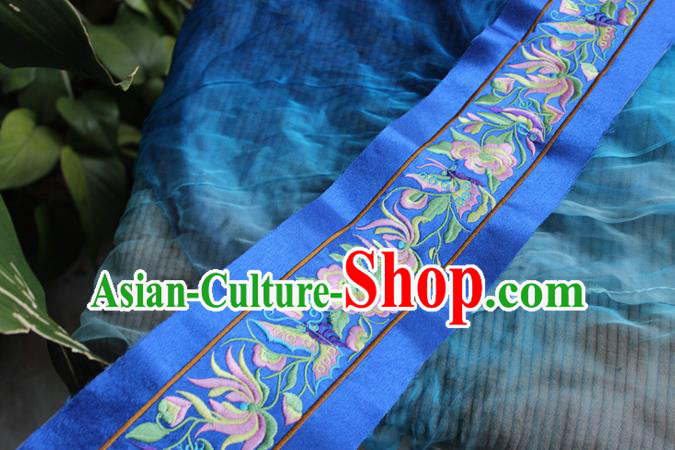 Chinese Traditional Embroidered Chrysanthemum Butterfly Royalblue Applique Embroidery Patch Embroidery Craft Accessories Chinese Traditional Embroidered Chrysanthemum Butterfly Royalblue Applique Embroidery Patch Embroidery Craft Accessories
