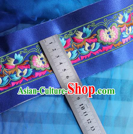 Chinese Traditional Embroidered Flowers Royalblue Applique Embroidery Patch Embroidery Craft Accessories Chinese Traditional Embroidered Flowers Royalblue Applique Embroidery Patch Embroidery Craft Accessories