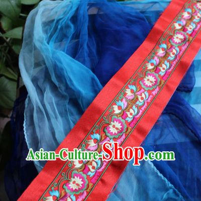 Chinese Traditional Embroidered Flowers Red Applique Embroidery Patch Embroidery Craft Accessories