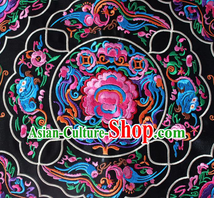 Chinese Traditional Embroidered Peony Butterfly Black Applique Embroidery Patch Embroidery Craft Accessories Chinese Traditional Embroidered Peony Butterfly Black Applique Embroidery Patch Embroidery Craft Accessories