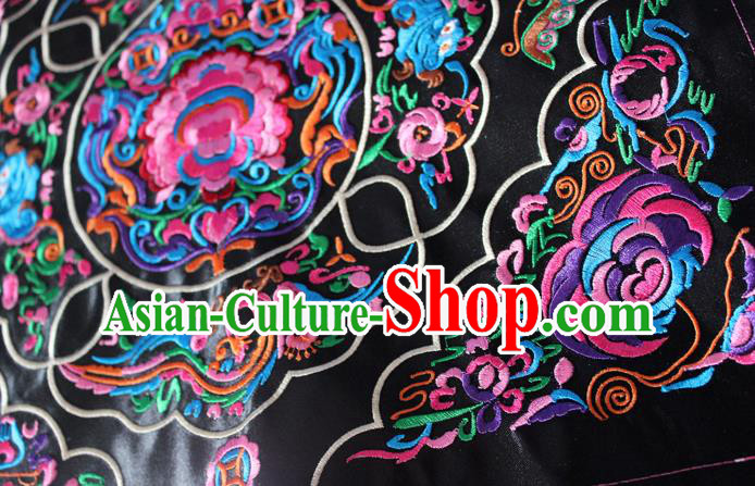 Chinese Traditional Embroidered Peony Butterfly Black Applique Embroidery Patch Embroidery Craft Accessories Chinese Traditional Embroidered Peony Butterfly Black Applique Embroidery Patch Embroidery Craft Accessories