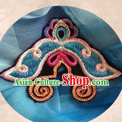 Chinese Traditional Embroidered Blue Butterfly Applique Embroidery Patch Embroidery Craft Accessories