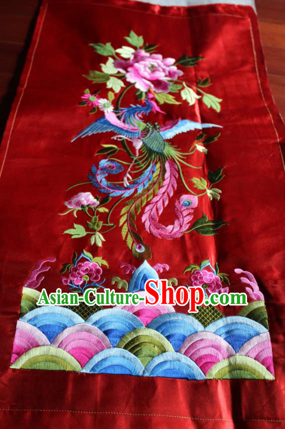 Chinese Traditional Embroidered Phoenix Peony Red Patch Embroidery Dress Applique Craft Embroidering Accessories Chinese Traditional Embroidered Phoenix Peony Red Patch Embroidery Dress Applique Craft Embroidering Accessories