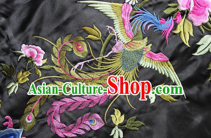 Chinese Traditional Embroidered Phoenix Peony Black Patch Embroidery Dress Applique Craft Embroidering Accessories Chinese Traditional Embroidered Phoenix Peony Black Patch Embroidery Dress Applique Craft Embroidering Accessories