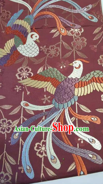Japanese Geisha Classical Phoenix Pattern Purplish Red Brocade Kimono Belts Traditional Japan Yukata Waistband Japanese Geisha Classical Phoenix Pattern Purplish Red Brocade Kimono Belts Traditional Japan Yukata Waistband