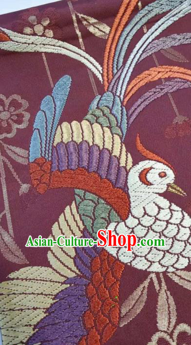 Japanese Geisha Classical Phoenix Pattern Purplish Red Brocade Kimono Belts Traditional Japan Yukata Waistband Japanese Geisha Classical Phoenix Pattern Purplish Red Brocade Kimono Belts Traditional Japan Yukata Waistband