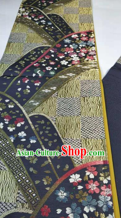 Japanese Geisha Classical Sakura Pattern Navy Brocade Kimono Belts Traditional Japan Yukata Waistband Japanese Geisha Classical Sakura Pattern Navy Brocade Kimono Belts Traditional Japan Yukata Waistband