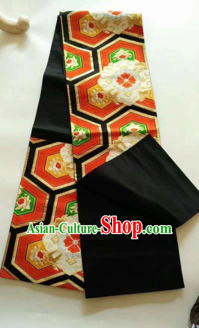 Japanese Geisha Classical Pattern Red Brocade Kimono Belts Traditional Japan Yukata Waistband Japanese Geisha Classical Pattern Red Brocade Kimono Belts Traditional Japan Yukata Waistband