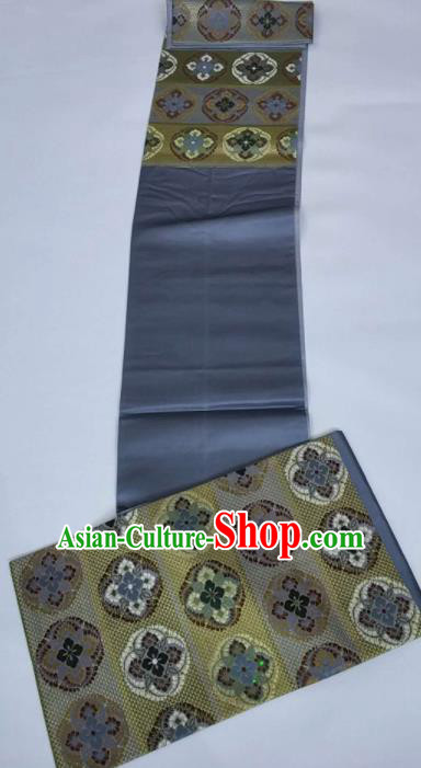 Japanese Geisha Classical Pattern Yellow Brocade Kimono Belts Traditional Japan Yukata Waistband