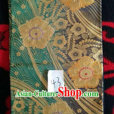Japanese Geisha Classical Camellia Pattern Green Brocade Kimono Belts Traditional Japan Yukata Waistband