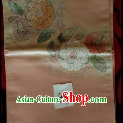 Japanese Geisha Classical Camellia Pattern Pink Brocade Kimono Belts Traditional Japan Yukata Waistband