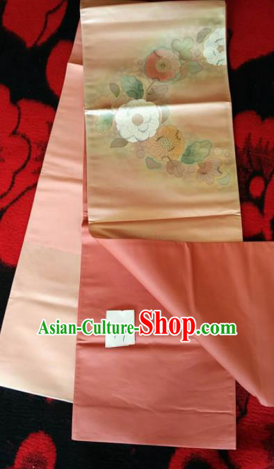 Japanese Geisha Classical Camellia Pattern Pink Brocade Kimono Belts Traditional Japan Yukata Waistband Japanese Geisha Classical Camellia Pattern Pink Brocade Kimono Belts Traditional Japan Yukata Waistband