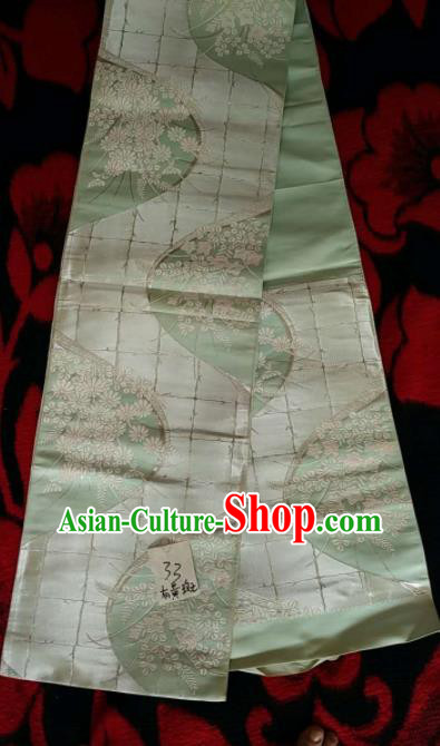 Japanese Geisha Classical Daisy Pattern Light Green Brocade Kimono Belts Traditional Japan Yukata Waistband Japanese Geisha Classical Daisy Pattern Light Green Brocade Kimono Belts Traditional Japan Yukata Waistband