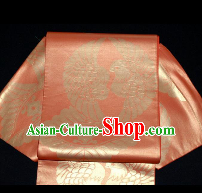 Japanese Geisha Classical Birds Pattern Orange Brocade Kimono Belts Traditional Japan Yukata Waistband Japanese Geisha Classical Birds Pattern Orange Brocade Kimono Belts Traditional Japan Yukata Waistband