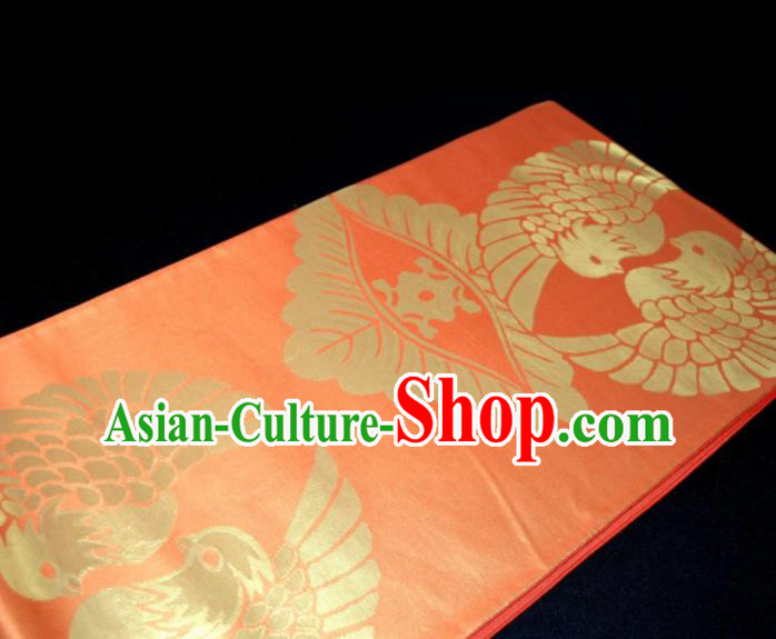 Japanese Geisha Classical Birds Pattern Orange Brocade Kimono Belts Traditional Japan Yukata Waistband Japanese Geisha Classical Birds Pattern Orange Brocade Kimono Belts Traditional Japan Yukata Waistband