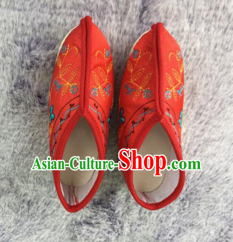 Chinese Traditional Goddess Red Embroidered Shoes Opera Shoes Hanfu Shoes Chinese Traditional Goddess Red Embroidered Shoes Opera Shoes Hanfu Shoes