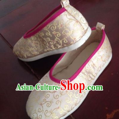 Asian Chinese Traditional Wedding White Satin Shoes Princess Shoes Opera Shoes Hanfu Shoes for Women