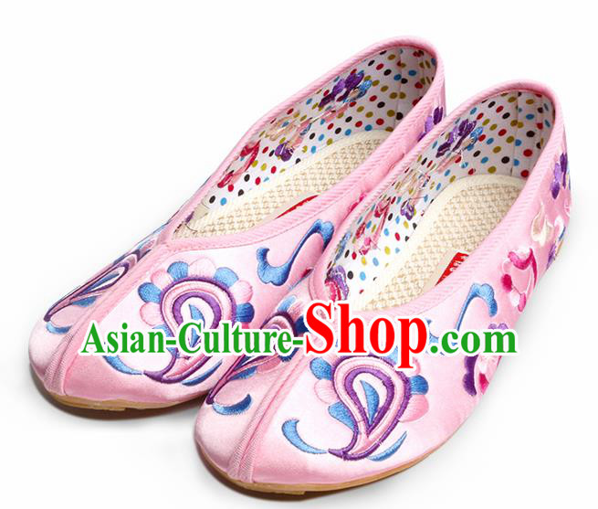 Chinese Traditional Embroidered Pink Shoes Opera Shoes Hanfu Shoes Satin Shoes for Women Chinese Traditional Embroidered Pink Shoes Opera Shoes Hanfu Shoes Satin Shoes for Women