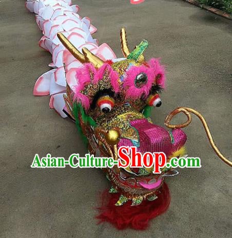 Chinese Traditional Dragon Dance Pink Lotus Dragon Head Lantern Festival Folk Dance Prop Chinese Traditional Dragon Dance Pink Lotus Dragon Head Lantern Festival Folk Dance Prop