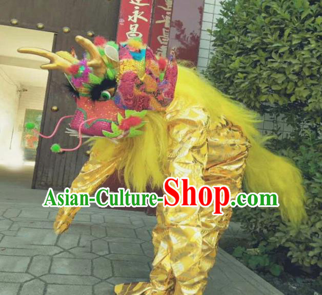 Cosplay Kylin Traditional Chinese New Year Yellow Costume Complete Set