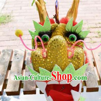 Chinese Traditional Folk Dance Yellow Dragon Head Lantern Festival Dragon Dance Prop