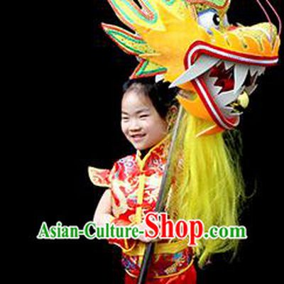Chinese Traditional Dragon Dance Yellow Head Lantern Festival Folk Dance Prop Complete Set