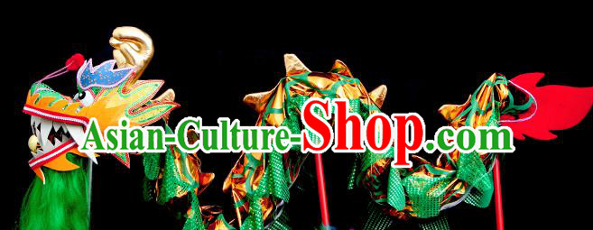 Chinese Traditional Dragon Dance Green Head Lantern Festival Folk Dance Prop Complete Set Chinese Traditional Dragon Dance Green Head Lantern Festival Folk Dance Prop Complete Set