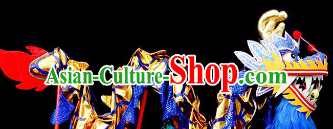 Chinese Traditional Dragon Dance Royalblue Head Lantern Festival Folk Dance Prop Complete Set Chinese Traditional Dragon Dance Royalblue Head Lantern Festival Folk Dance Prop Complete Set