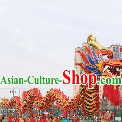 Chinese Traditional Dragon Dance Red Dragon Head Lantern Festival Folk Dance Prop Complete Set