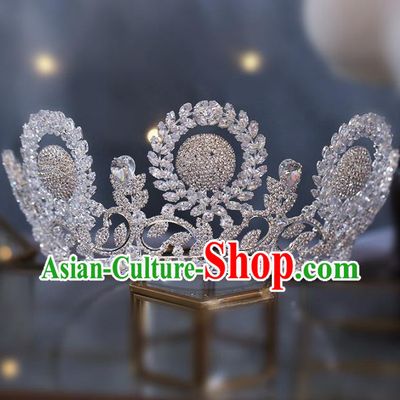 Top Grade Baroque Bride Zircon Royal Crown Wedding Queen Hair Accessories for Women