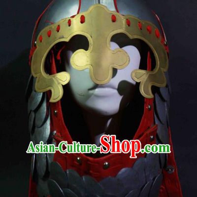 Chinese Traditional Yuan Dynasty General Helmet Ancient Soldier Hat Headwear for Men