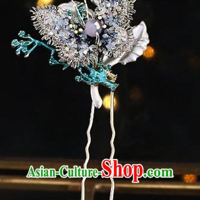 Chinese Traditional Hanfu Grey Butterfly Hairpins Ancient Princess Hair Accessories for Women