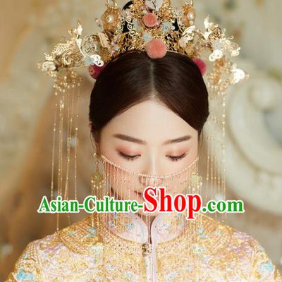 Chinese Traditional Ancient Bride Phoenix Coronet Wedding Hair Accessories for Women