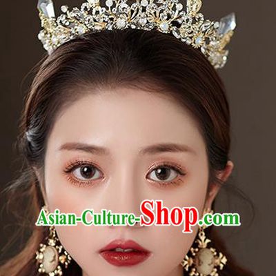 Top Grade Baroque Princess Golden Royal Crown Wedding Queen Hair Accessories for Women