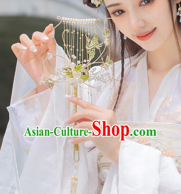 Chinese Traditional Phoenix Tassel Palace Fans Handmade Classical Hanfu Wedding Fan for Women Chinese Traditional Phoenix Tassel Palace Fans Handmade Classical Hanfu Wedding Fan for Women