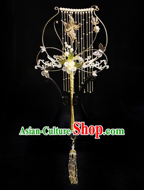 Chinese Traditional Phoenix Tassel Palace Fans Handmade Classical Hanfu Wedding Fan for Women Chinese Traditional Phoenix Tassel Palace Fans Handmade Classical Hanfu Wedding Fan for Women