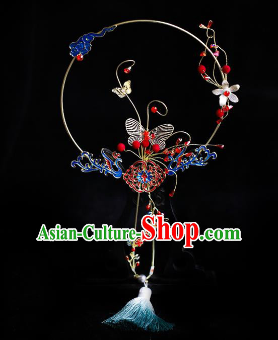 Chinese Traditional Cloisonne Phoenix Palace Fans Handmade Classical Hanfu Wedding Fan for Women