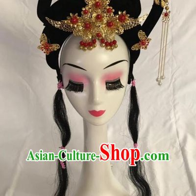 Traditional Chinese Opera Wig Sheath and Hairpins Headdress Peking Opera Diva Hair Accessories for Women