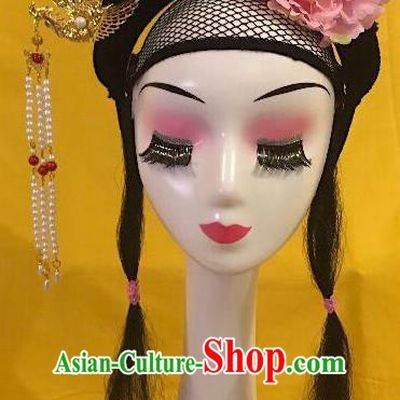 Traditional Chinese Opera Goddess Wig Sheath and Phoenix Hairpins Headdress Peking Opera Diva Hair Accessories for Women