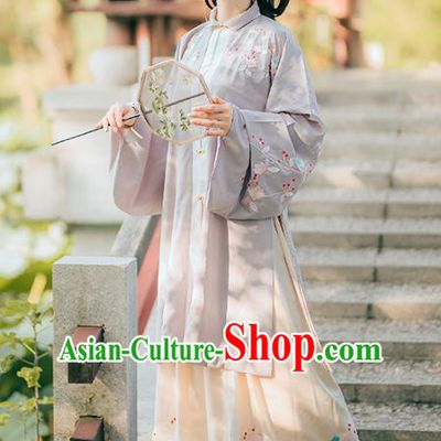 Chinese Traditional Ancient Ming Dynasty Patrician Lady Embroidered Historical Costume Complete Set for Women