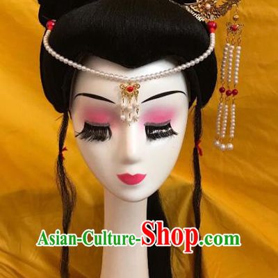 Traditional Chinese Opera Princess Wig Sheath and Phoenix Hairpins Headdress Peking Opera Diva Hair Accessories for Women
