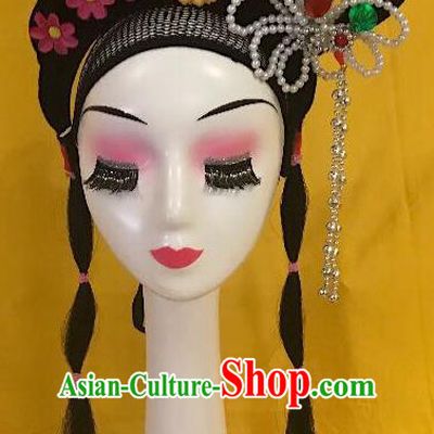 Traditional Chinese Opera Diva Wig Sheath and Phoenix Tassel Hairpins Headdress Peking Opera Goddess Hair Accessories for Women