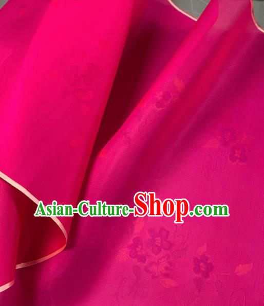 Chinese Traditional Classical Flowers Pattern Design Rosy Silk Fabric Asian Hanfu Material Chinese Traditional Classical Flowers Pattern Design Rosy Silk Fabric Asian Hanfu Material