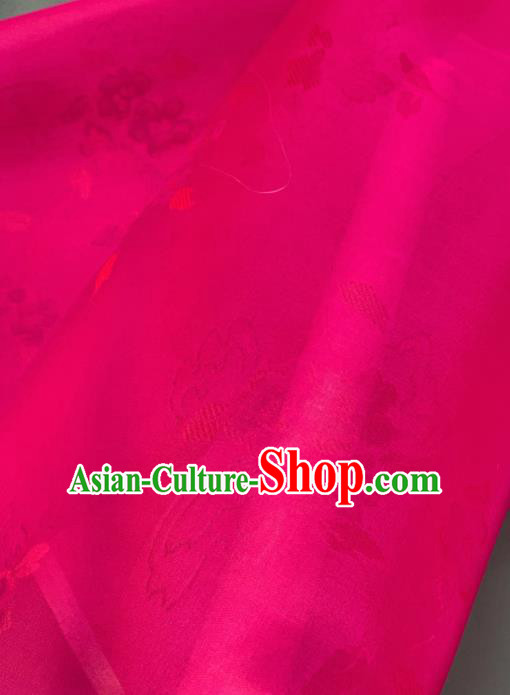 Chinese Traditional Classical Flowers Pattern Design Rosy Silk Fabric Asian Hanfu Material Chinese Traditional Classical Flowers Pattern Design Rosy Silk Fabric Asian Hanfu Material
