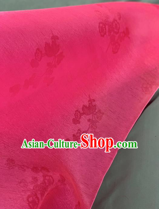 Chinese Traditional Classical Plum Blossom Pattern Design Rosy Silk Fabric Asian Hanfu Material