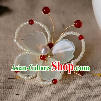 Traditional Chinese Handmade Beads Butterfly Hair Claw Headdress Ancient Hanfu Hair Accessories for Women