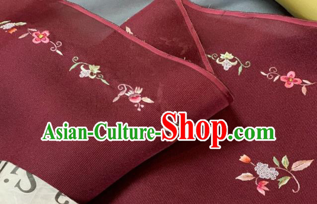 Chinese Classical Embroidered Flowers Pattern Design Wine Red Silk Fabric Asian Traditional Hanfu Material Chinese Classical Embroidered Flowers Pattern Design Wine Red Silk Fabric Asian Traditional Hanfu Material