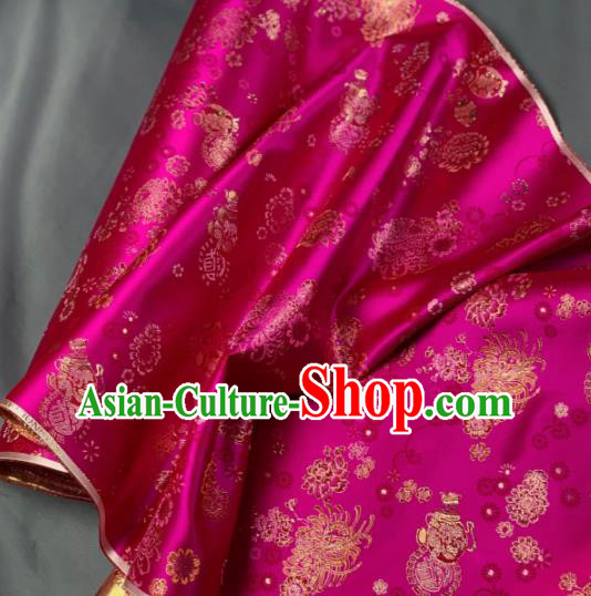 Chinese Classical Chrysanthemum Pattern Design Rosy Silk Fabric Asian Traditional Hanfu Brocade Material Chinese Classical Chrysanthemum Pattern Design Rosy Silk Fabric Asian Traditional Hanfu Brocade Material