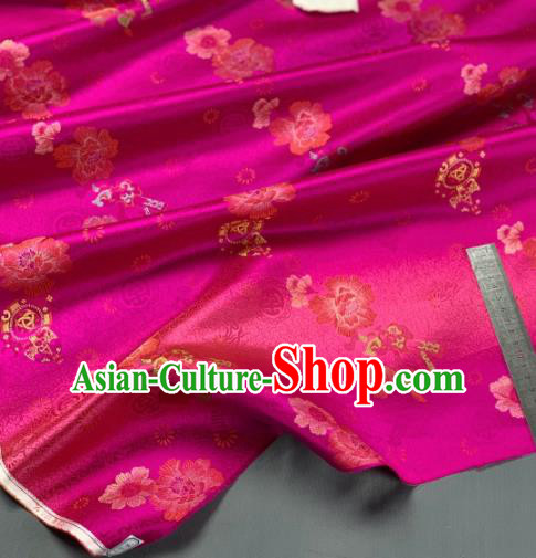Chinese Classical Peony Pattern Design Rosy Silk Fabric Asian Traditional Hanfu Brocade Material Chinese Classical Peony Pattern Design Rosy Silk Fabric Asian Traditional Hanfu Brocade Material