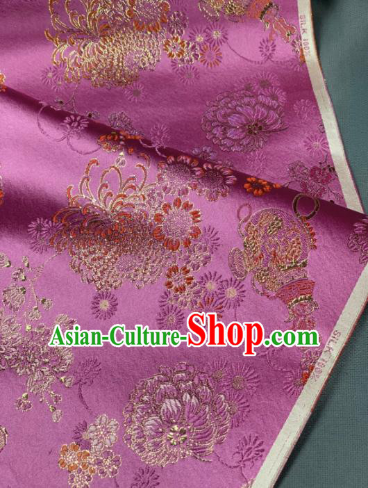 Chinese Classical Chrysanthemum Pattern Design Pink Silk Fabric Asian Traditional Hanfu Brocade Material Chinese Classical Chrysanthemum Pattern Design Pink Silk Fabric Asian Traditional Hanfu Brocade Material